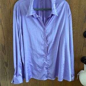 SHEIN Light Purple Satin Button Down Shirt